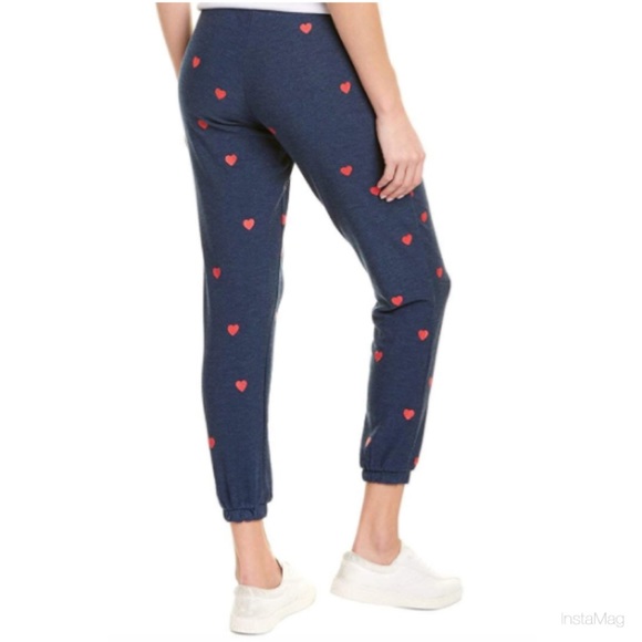 CHASER Blue Cozy Joggers with Tiny Red Hearts Print - Picture 3 of 9
